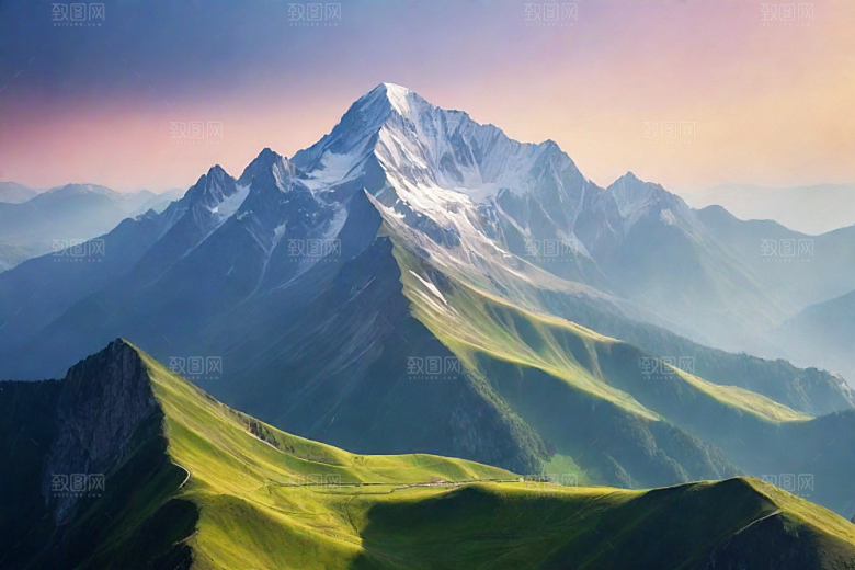 晨曦霞光山顶的美丽朝霞