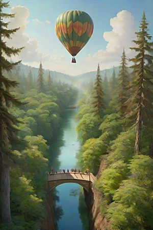 和谐之旅热气球中展现人与自然的和谐