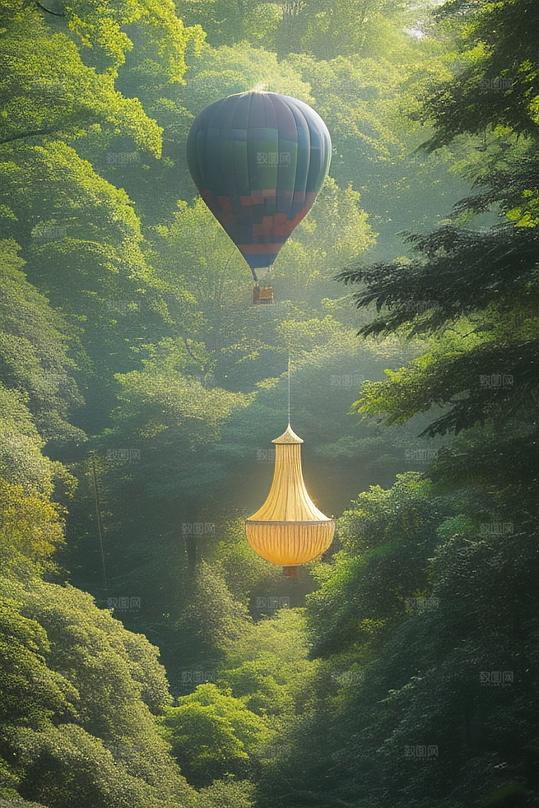 和谐之旅热气球中展现人与自然的和谐