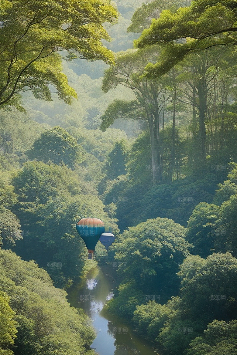 和谐之旅热气球中展现人与自然的和谐