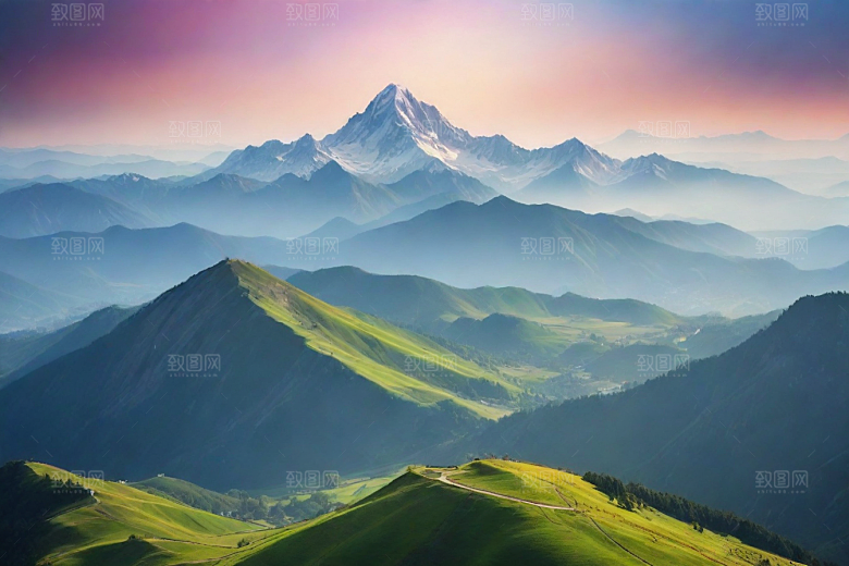 清凉夏日山顶微风凉爽