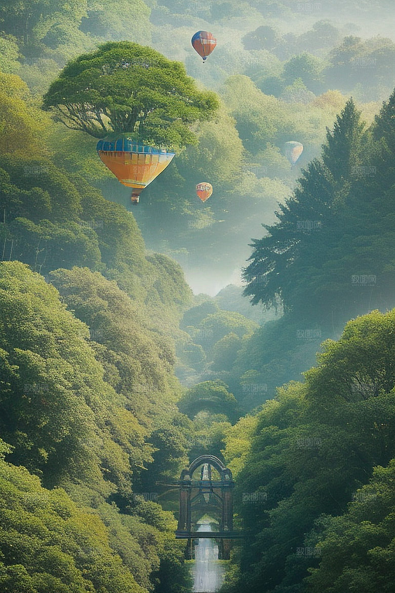 和谐之旅热气球中展现人与自然的和谐