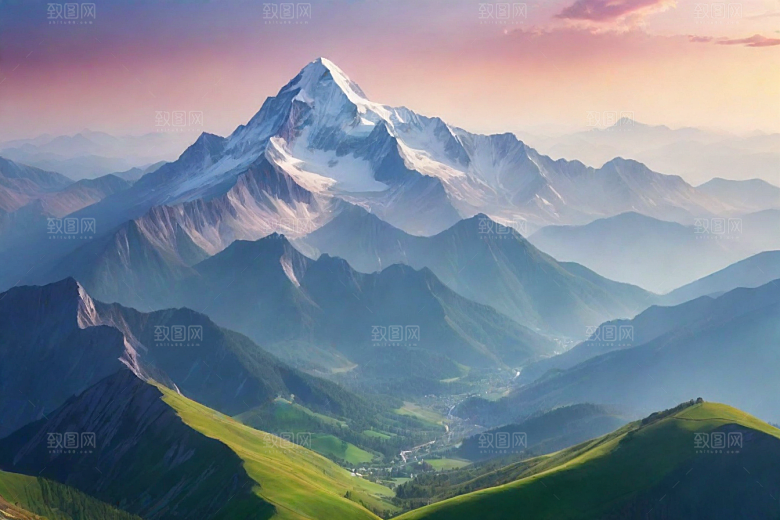 清凉夏日山顶微风凉爽