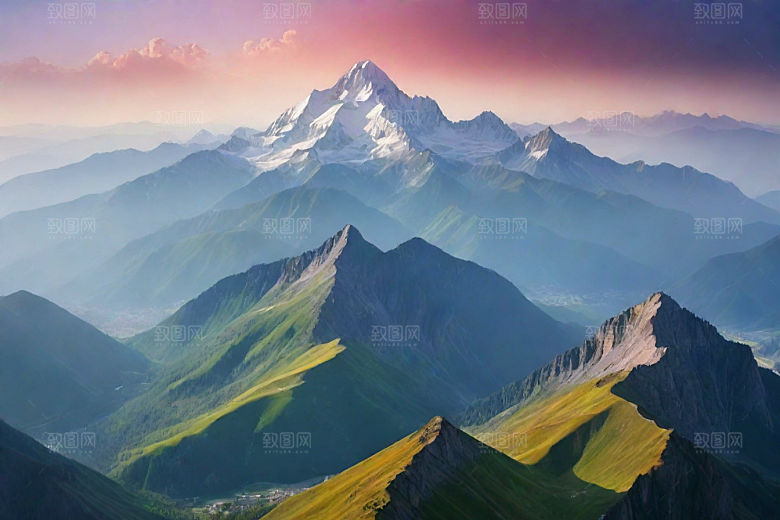 清凉夏日山顶微风凉爽
