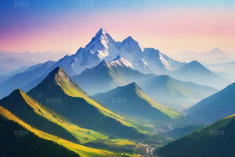 清凉夏日山顶微风凉爽