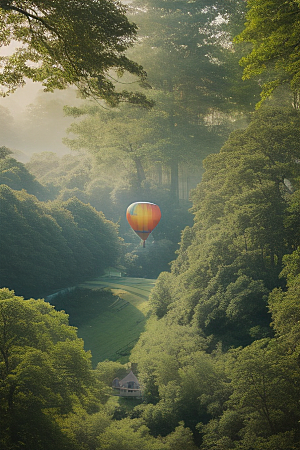 梦幻飞行热气球中的奇幻探险