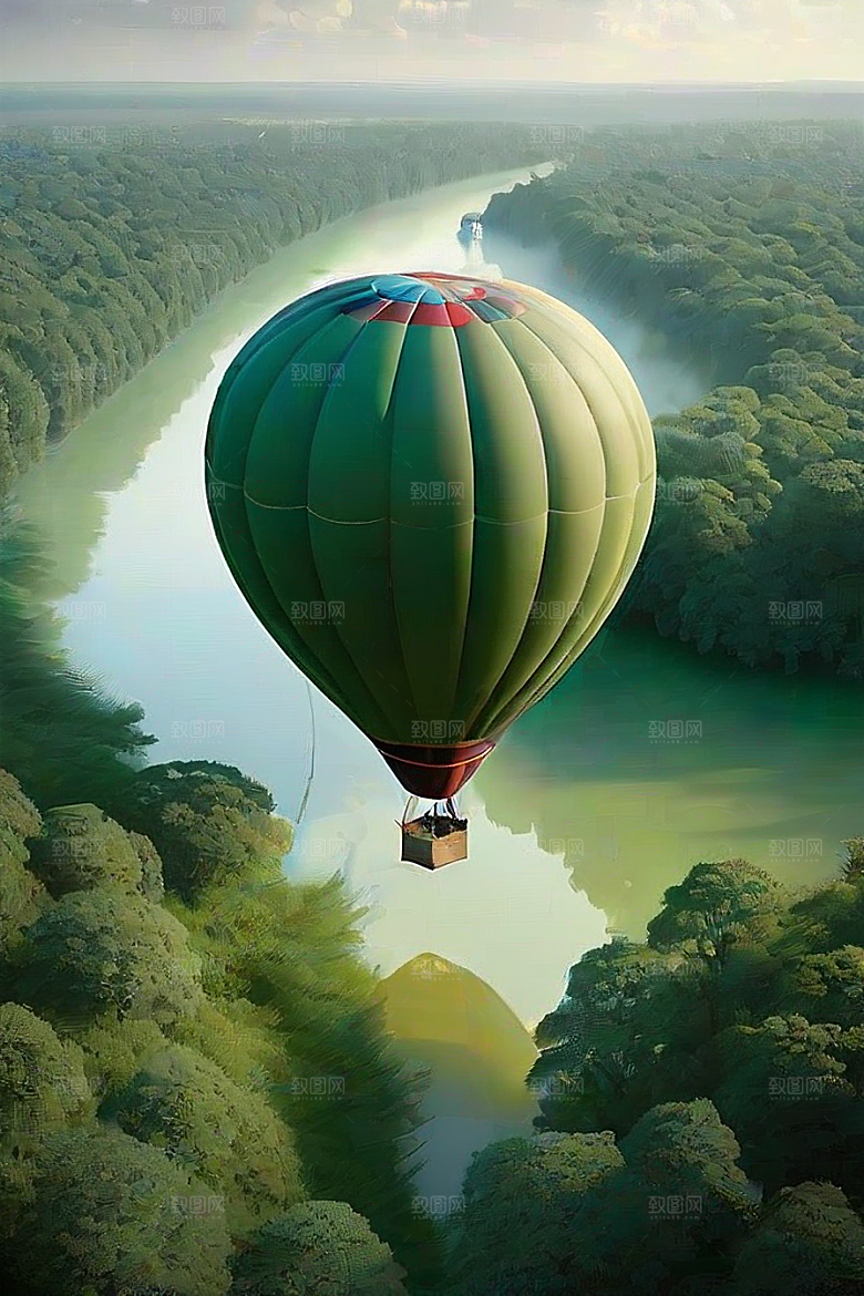 梦幻飞行热气球中的奇幻探险