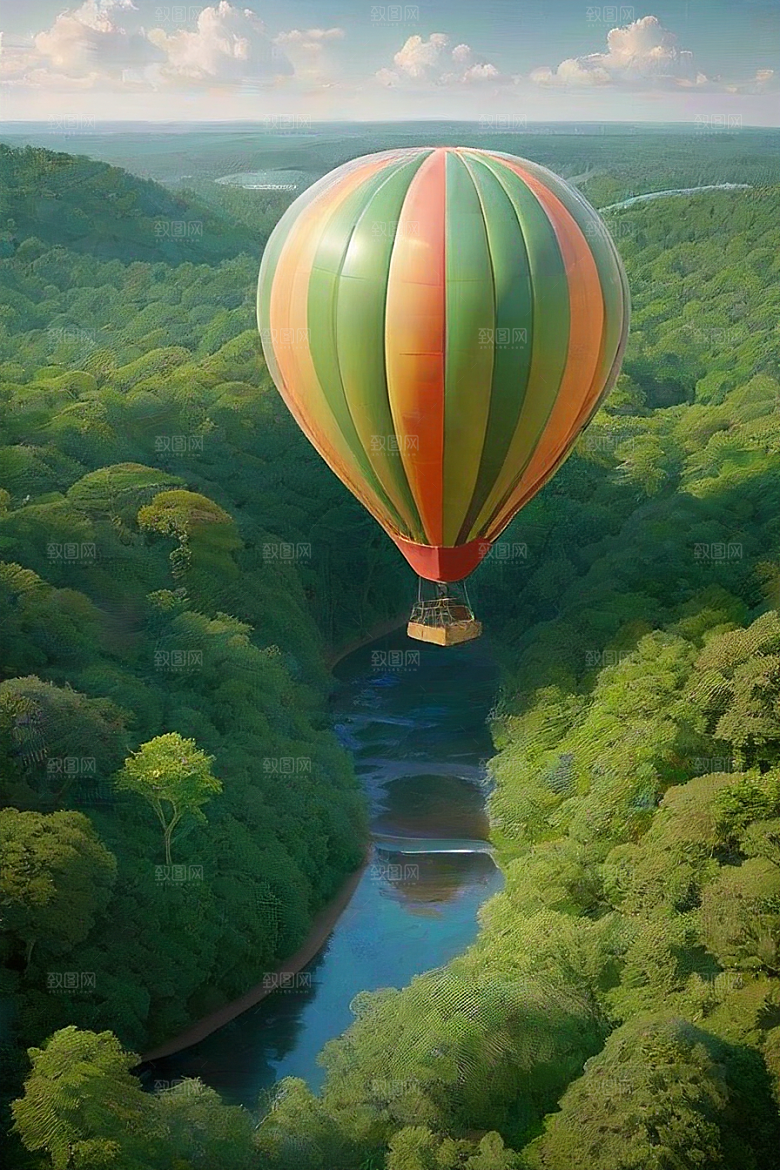 梦幻飞行热气球中的奇幻探险