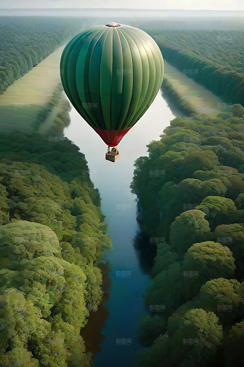 梦幻飞行热气球中的奇幻探险