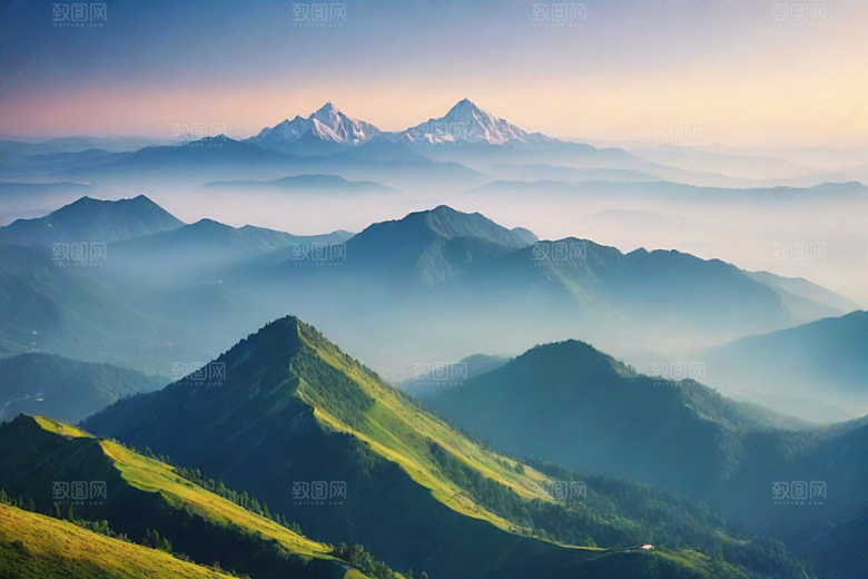 舒适惬意山顶放松美景