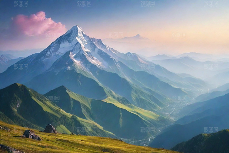 舒适惬意山顶放松美景
