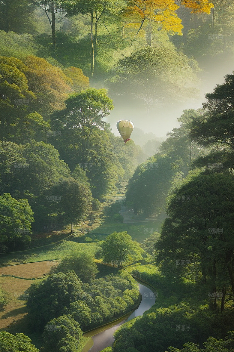 和谐之旅热气球中展现人与自然的和谐