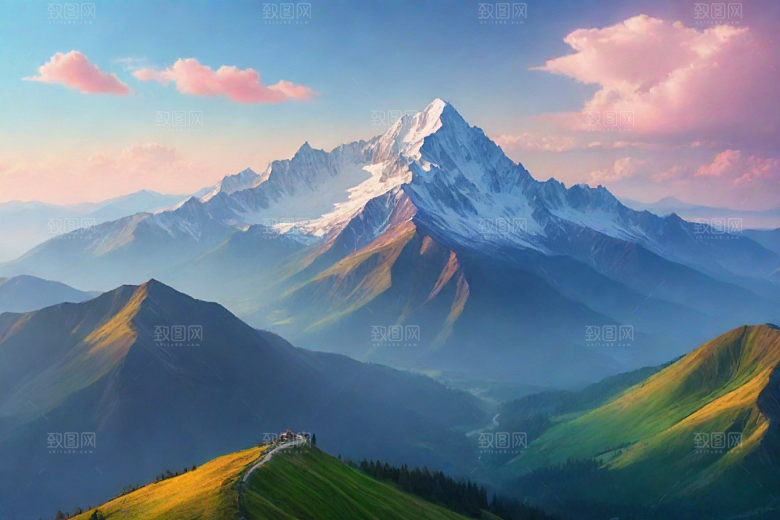 舒适惬意山顶放松美景