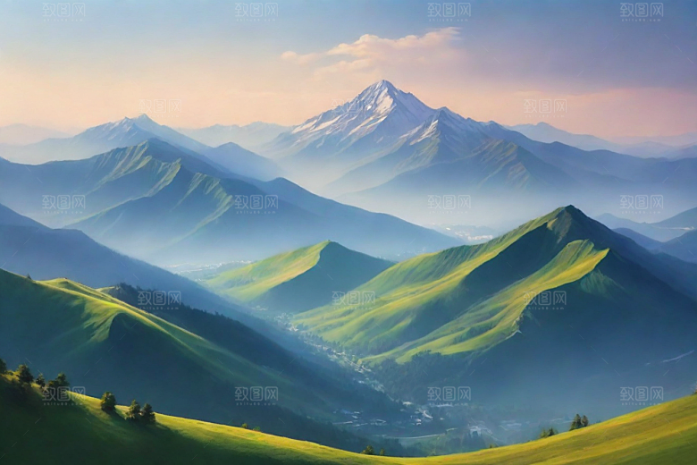 舒适惬意山顶放松美景
