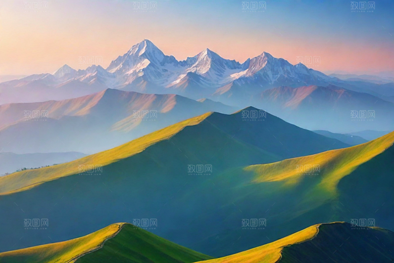 宁静安详山顶的静谧景色