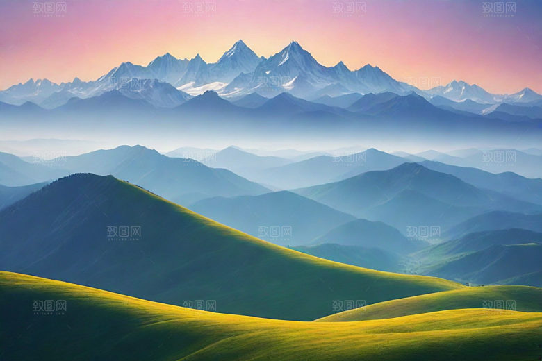宁静安详山顶的静谧景色