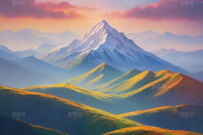宁静安详山顶的静谧景色