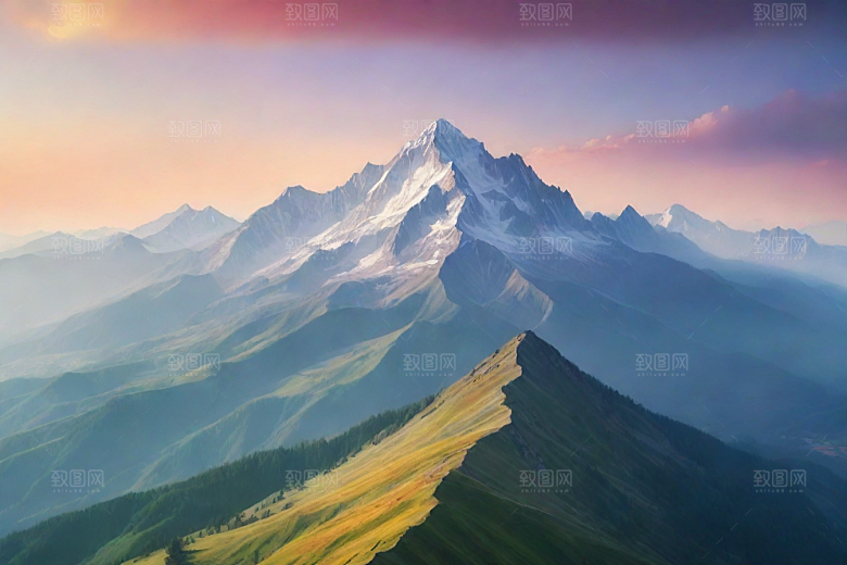 宁静安详山顶的静谧景色