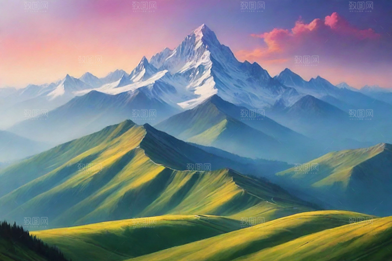 宁静安详山顶的静谧景色