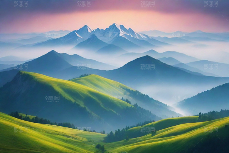 宁静安详山顶的静谧景色