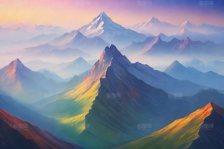 宁静安详山顶的静谧景色