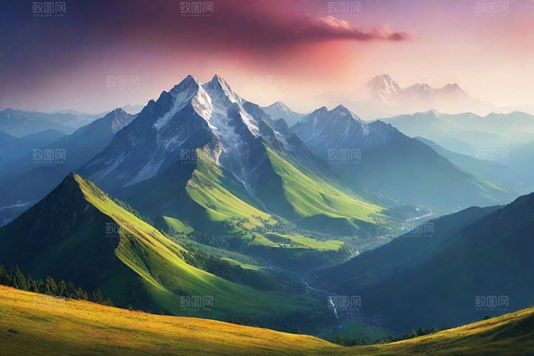 宁静安详山顶的静谧景色