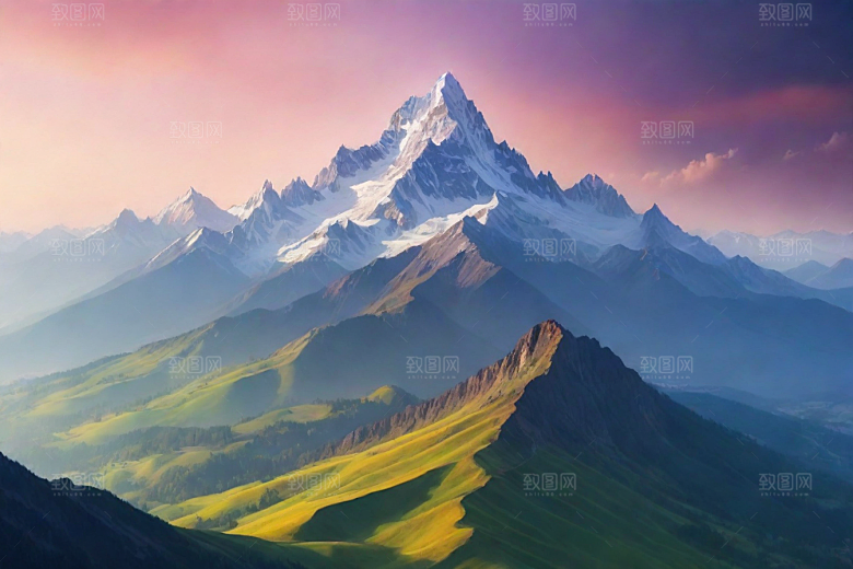 宁静安详山顶的静谧景色