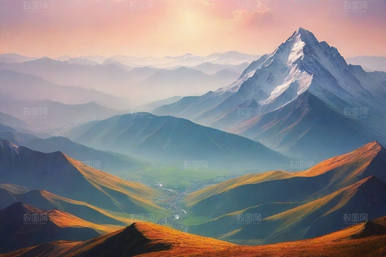 宁静安详山顶的静谧景色