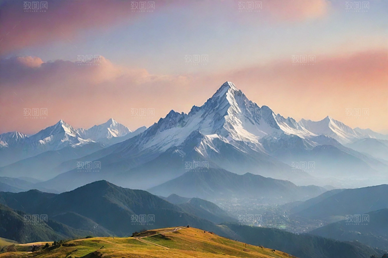 宁静安详山顶的静谧景色