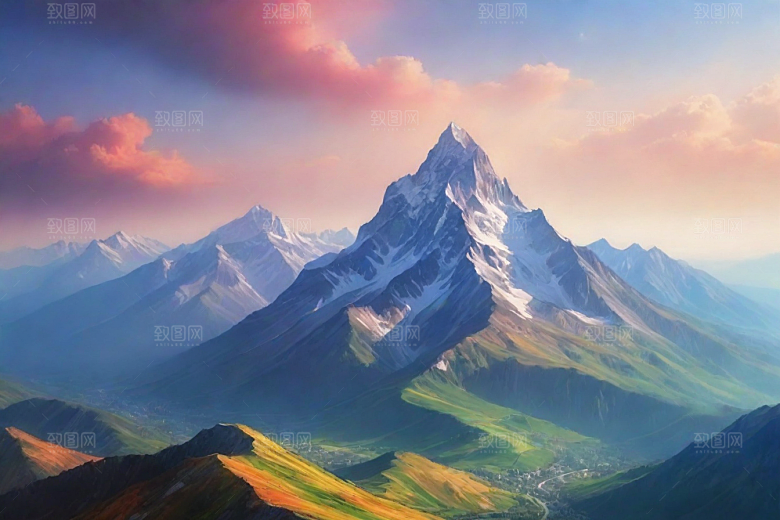 宁静安详山顶的静谧景色