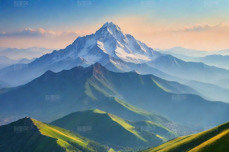 宁静安详山顶的静谧景色