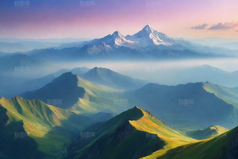 宁静安详山顶的静谧景色