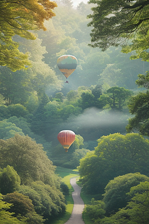 梦幻视角热气球中的惊叹与美丽