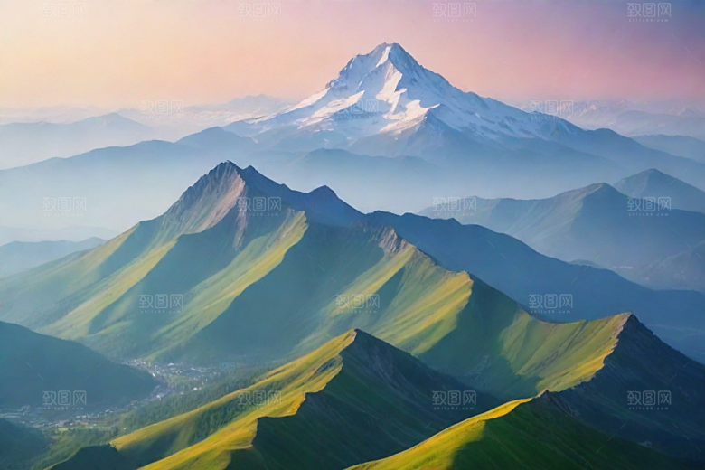 森林花草山顶自然风光
