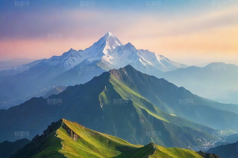 宽广开阔的山顶美景