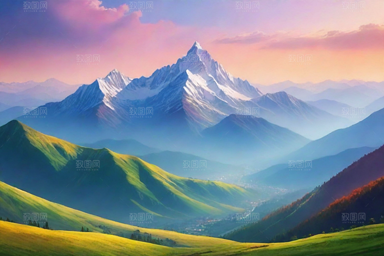 宽广开阔的山顶美景