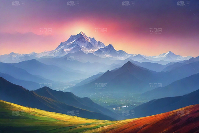 宽广开阔的山顶美景