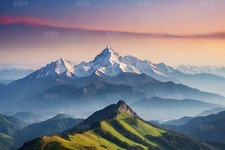 宽广开阔的山顶美景