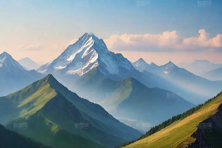 宽广开阔的山顶美景