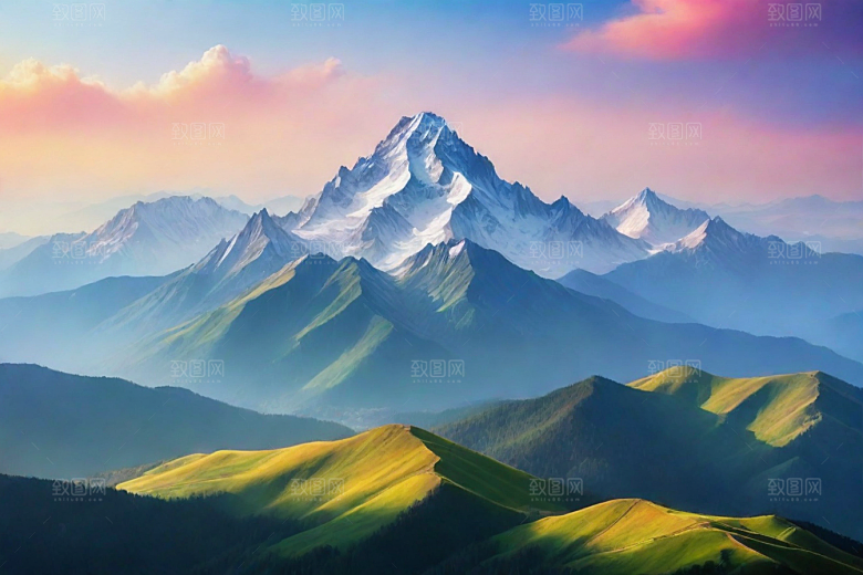 宽广开阔的山顶美景