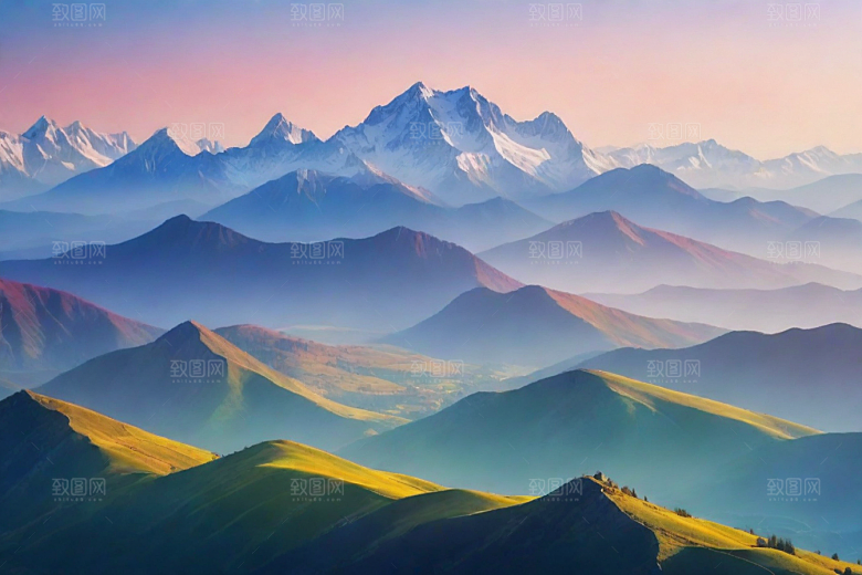 宽广开阔的山顶美景