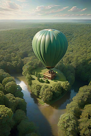 天空漫游热气球俯瞰大地之美