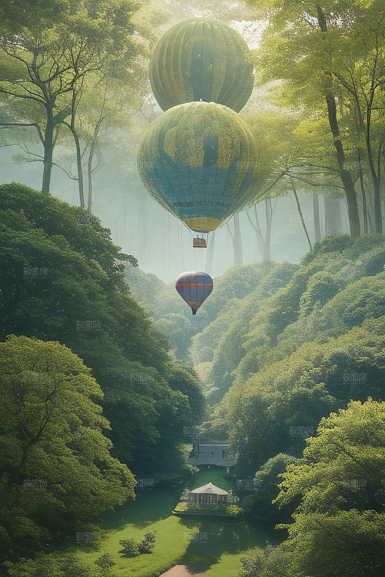 天空漫游热气球俯瞰大地之美