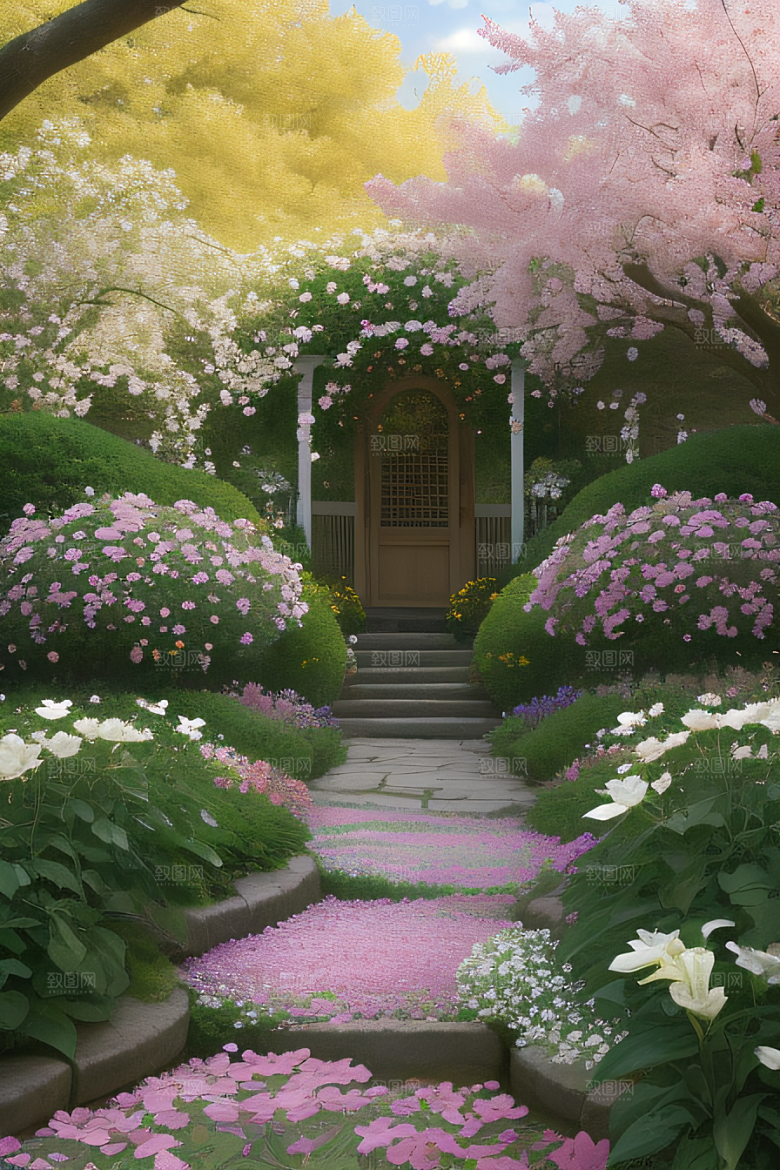 春天飞舞绽放色彩中的欢快盛景