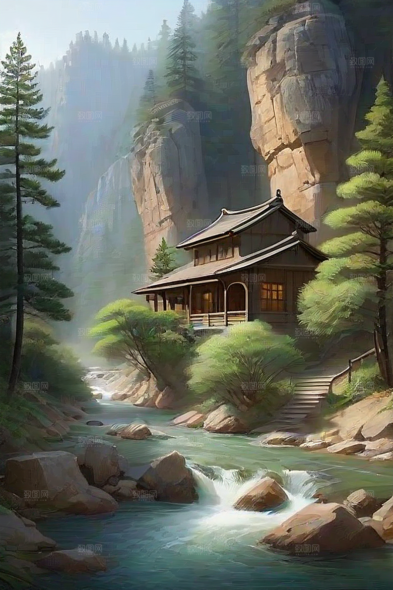 山谷仙境和谐融合的自然避风港