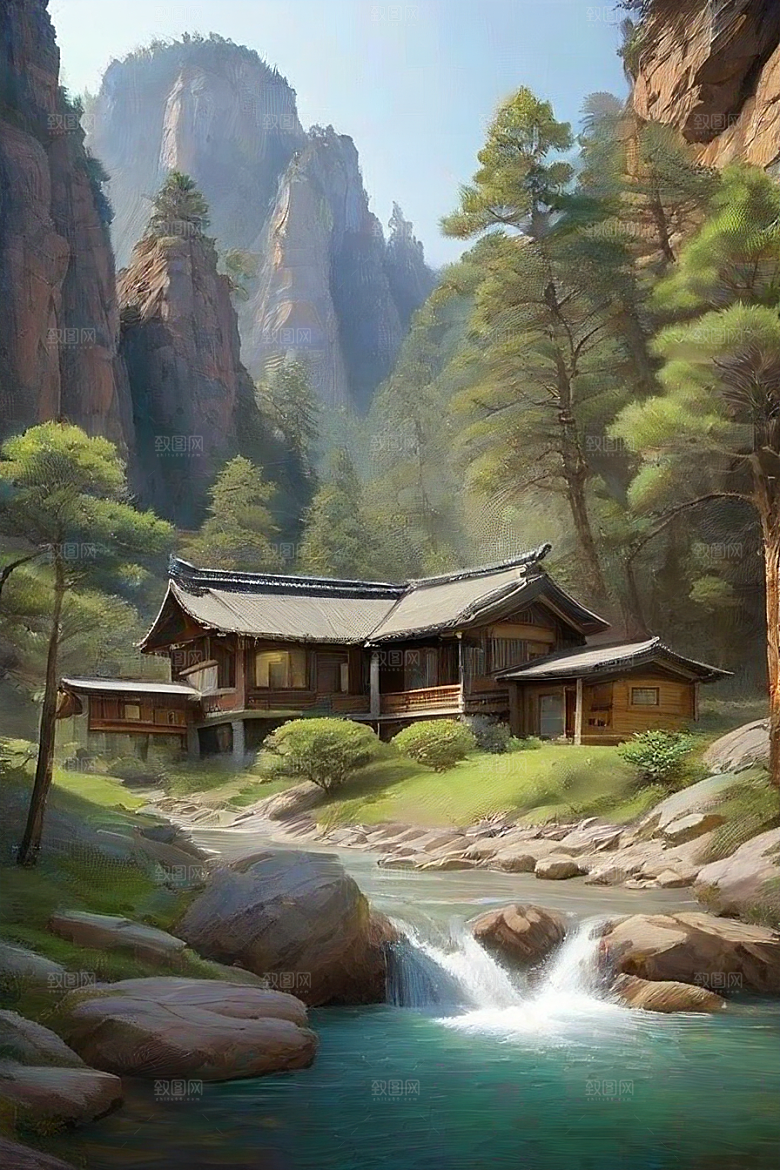 山谷仙境和谐融合的自然避风港