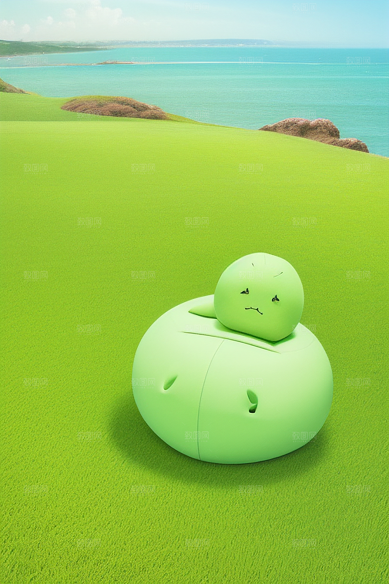 梦幻卡通绿草视觉下的瞬间