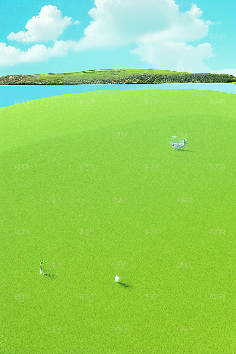 卡通风格的明亮色彩海岸