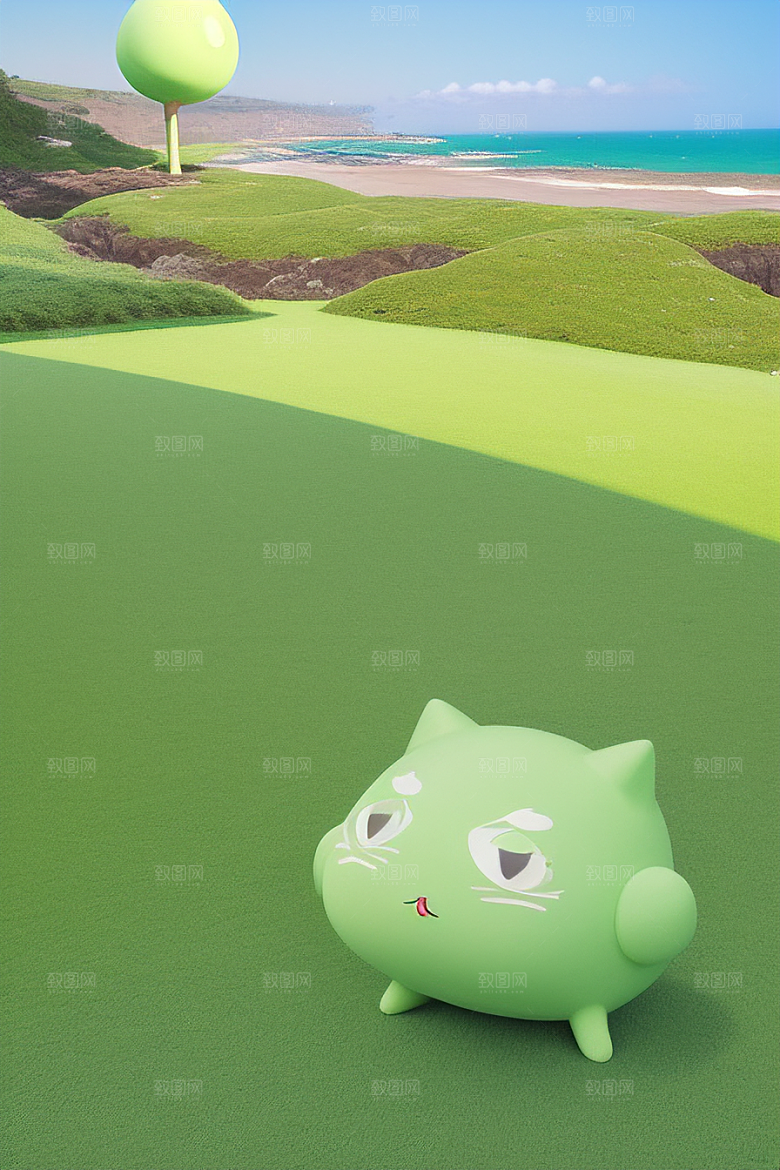 可爱卡通视觉下的明亮绿草