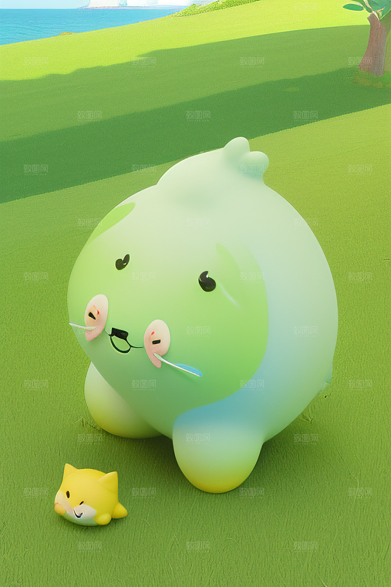 柔软雕塑下的明亮绿色之旅
